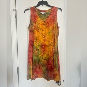 NWOT Women’s Orange Green Sleeveless Eagle Ray Traders Dress - size M